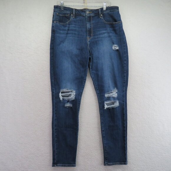 Levis Jeans Womens Size 33 Skinny High Rise 721  Medium Wash Distressed Denim - Picture 1 of 11